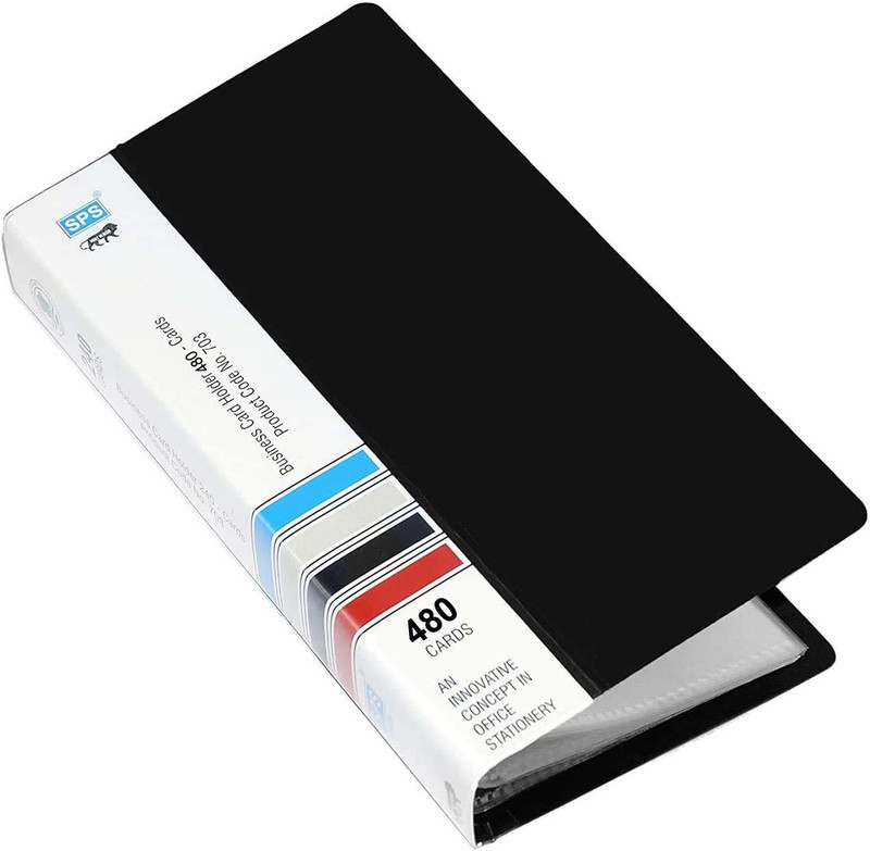 WeKonnect Black Business Visiting Card Book Case Organizer, Portable Holder Binder File Sleeve Storage, Holds 480 Card Holder(Set of 1, Black)