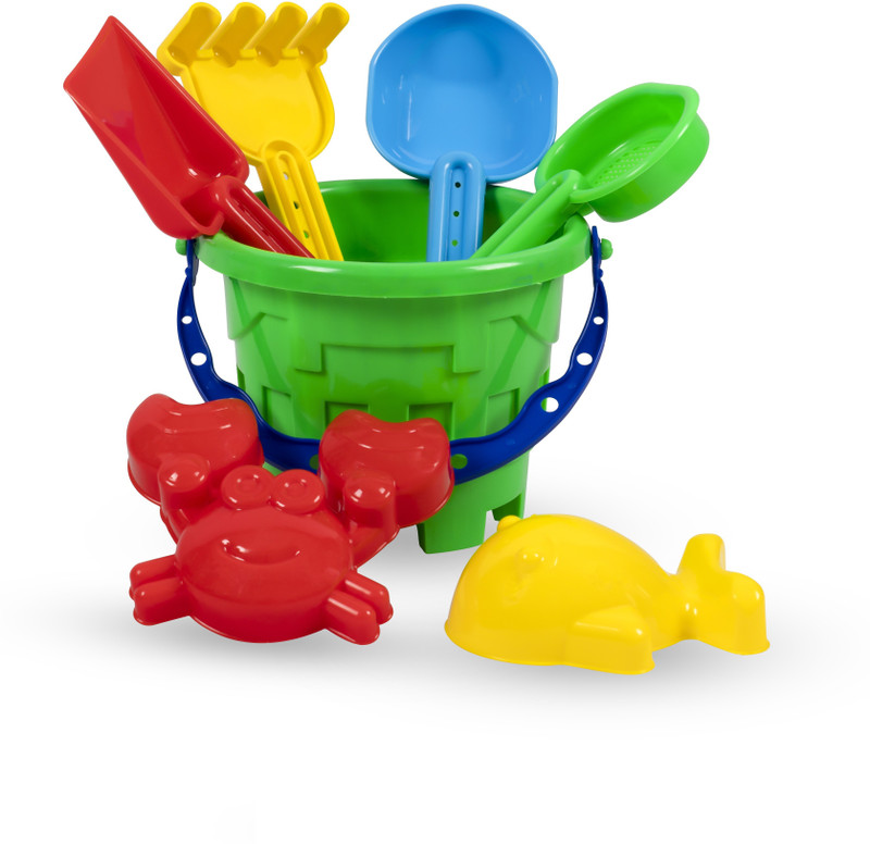 Nizomi Beach / Garden Toys Set For Kids, Indian Made G 7 Pcs Comfort Material Sandpit Bucket,Animal, Mould, Spade Etc Tool Kit, Beach Art Learning Toys, Also Use In Bath Tub Toys Outdoor Kids Pretend Play Set Sand Toys For Toddlers,Best Beach Shovel Birthday Gift , Summer Gift