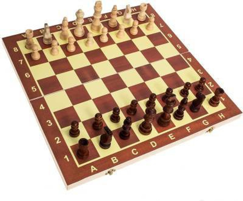 HK Sport & Toys Wooden Folding Chess Set 17*17 inch || Solid Plastic Chess Pieces Strategy & War Board Game