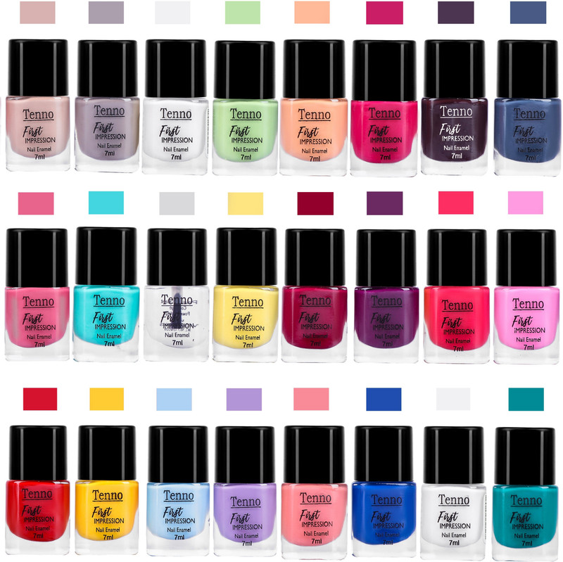 tenno PASTEL BRIGHT SHINE NAIL PAINT PASTEL GREEN, CARNATION PINK, GREY, MAROON, SAP GREEN, Multicolor(Pack of 24)