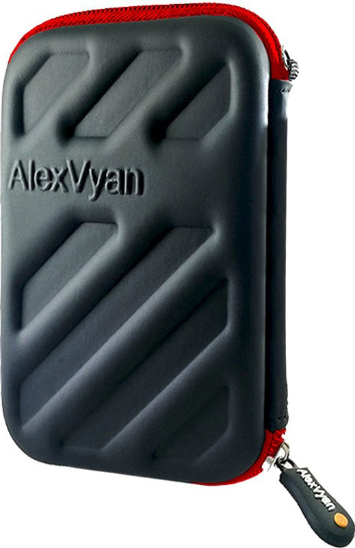 AlexVyan Back Cover for 2.5 inch External Hard Disk Seagate Toshiba WD Sony Transcend Lenovo ADATA Pouch(Red, Black, Shock Proof, Artificial Leather, Pack of: 1)