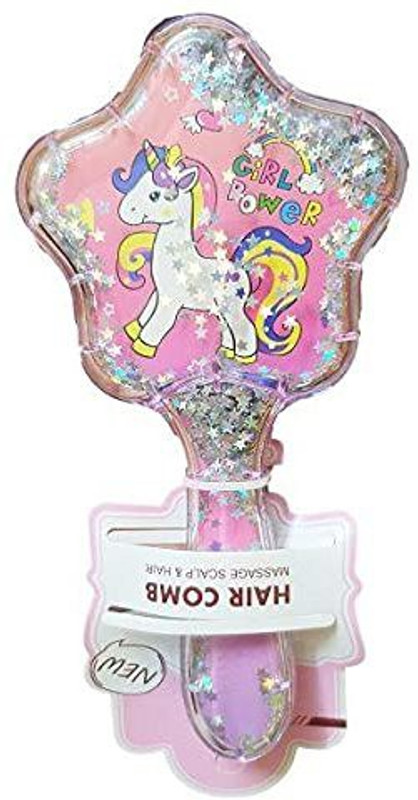 Paaroots Pack of 1 Unicorn Stylish Comb for Girls Unicorn Hair Brush Glittery Star Brush Comb for Kids / Comb for Girls / Detangling Hairbrush