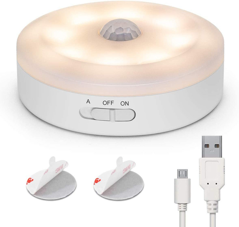 JUBLYN Wireless Smart Lighting White Led Night Light for Bedroom Stair Hallway Decor Motion Sensor Light