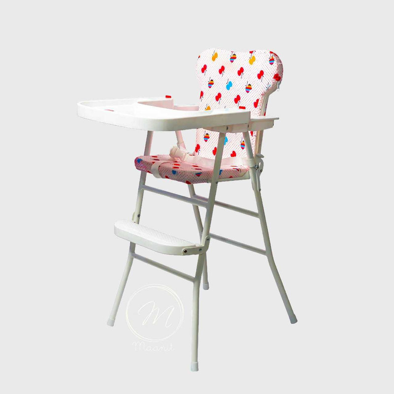 Maanit Foldable High Chair, Feeding Chair with Food Tray, Foot Rest, Cushioned Seat and Back Support for Kids, Babies(Pink)