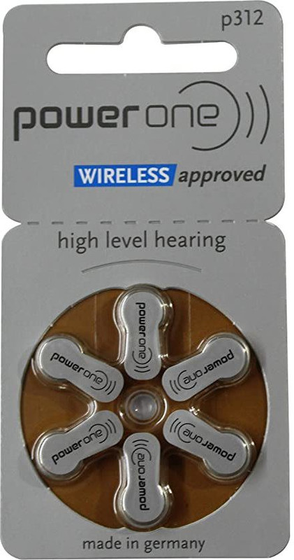 Power one P312Hearing Aid Battery Pack of 1 strips (6batteries) Size 312 Zinc Air battery Stethoscope Case(Orange)