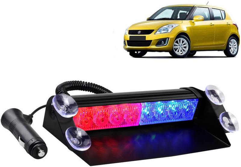 Selifaur F2L235 - 8 LED High Intensity Windshield Emergency Strobe Lights || Vehicles Interior Roof Hazard Warning LED Flash Light (Blue&Red)for Swift Type 4 Interior Light Car LED for Maruti Suzuki (12 V, 35 W)(Swift, Pack of 1)