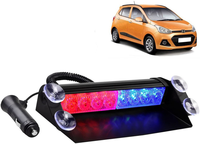 Selifaur 126 - 8 LED High Intensity Windshield Emergency Strobe Lights || Vehicles Interior Roof Hazard Warning LED Flash Light (Blue&Red)for I10 Grand Car Flashlight Holder