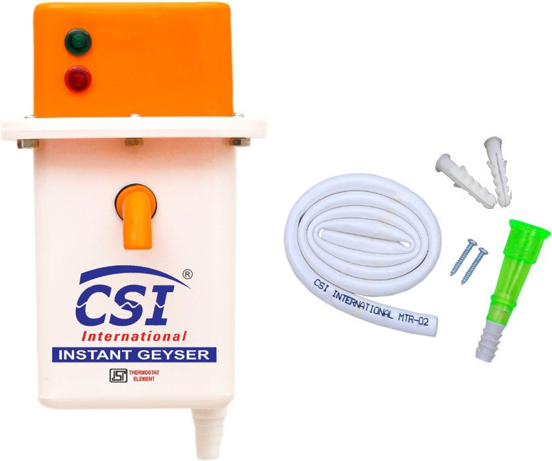 CSI INTERNATIONAL 1L INSTANT WATER PORTABLE HEATER GEYSER SHOCK PROOF BODY WITH INSTALLATION KIT 3kw isi Cooper aliment 1 L Instant Water Geyser(Blue, White)