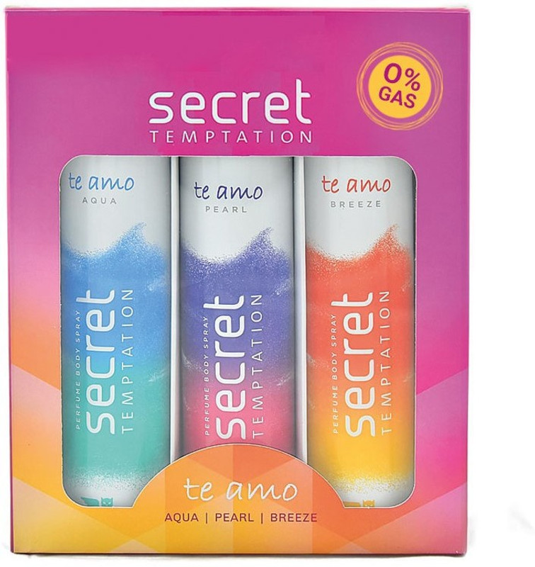 Secret Temptation Te Amo Aqua, Breeze and Pearl No Gas Perfume Body Spray Combo Perfume Body Spray - For Women(360 ml, Pack of 3)