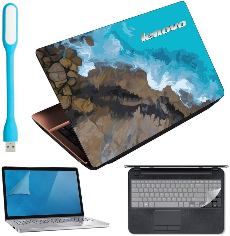 Anweshas 4in1 Combo of Premium Quality Dell Golden Circle Laptop Skin with Usb Led Light, Key Guard and Screen Guard for 15.6 inches Laptop Combo Set(Multicolor)