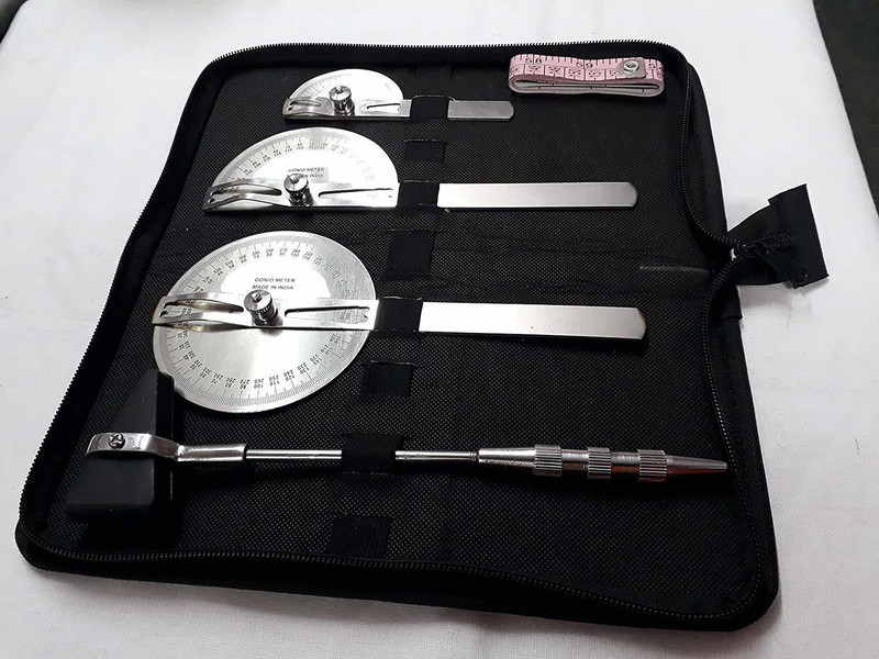 ARINEO Stainless Steel Goniometer Set of 3 Pc with Hammer And 1 Measuring Tape Medical Goniometer(20 cm)