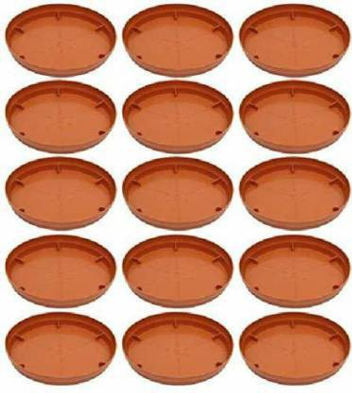 Ramanuj Flower Pot Plant Saucer-8 inches Base Plate Planter Tray Terracotta Plant Container Set(Pack of 15, Plastic)