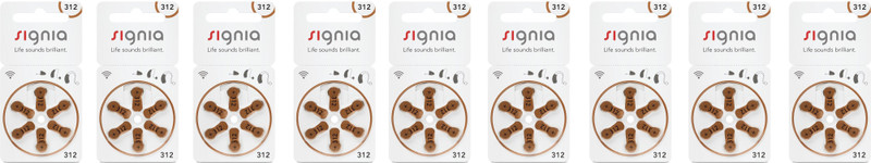Signia Hearing Aid Battery 312- 18pcs 10966598 Stethoscope Case(Brown)