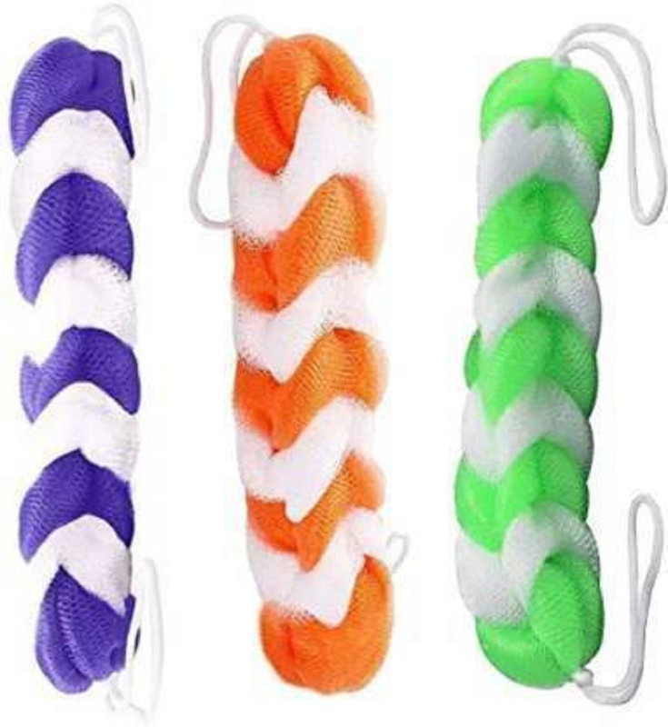 AGS MART Round Bath Sponge Loofah/Scrub For Women & Men (Random Colour), Set Of 3 ,Bath Shower Loofah Sponge Pouf Body Scrubber Large Size (35-40 Gms) Scrub/Bathing Round Loofah for Mens/Womens, Girls/Boys, Male/Female, Unisex (Multicolor)