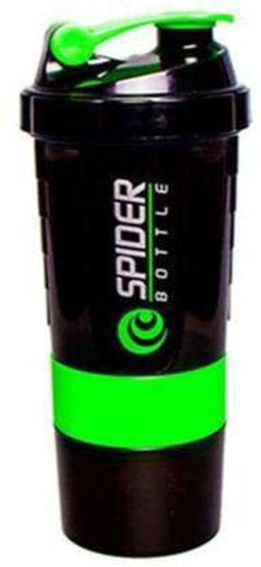 Dhasmana Sport Protein Shaker Gym Water Bottle with 3 Layer Storage Compartments 1000 ml Plastic Shaker(Pack of 1, Black)