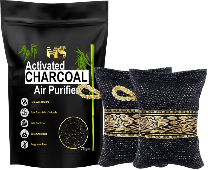 Mini Storify Room Activated Charcoal air purifier bag - 75 gm , Pack of 2 , Non Electric ,Deodorizer and Dehumidifier Air Purifier for Home Humidifier