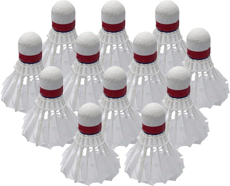 Strive Fit Shuttlecock Badminton Shuttlecock for Boys and Girls Outdoor Badminton Sports Feather Shuttle - White(Fast, 79, Pack of 10)
