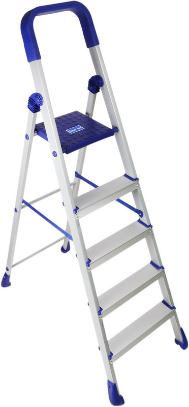 Branco 5 Step With Heavy Platform Aluminium Finish Ladder - Home Pro 5 Steps (5 Years Warranty) Aluminium, Steel, Plastic Ladder(With Platform, Tool Tray)
