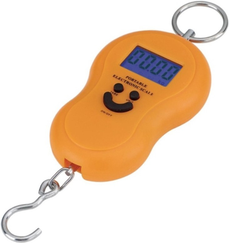 Qozent 50kg New Classic Digital Heavy Duty Luggage Weigh MAchine Portable with LED display hook type Weighing Scale Smiely - with Batteries Weighing Scale(Orange)