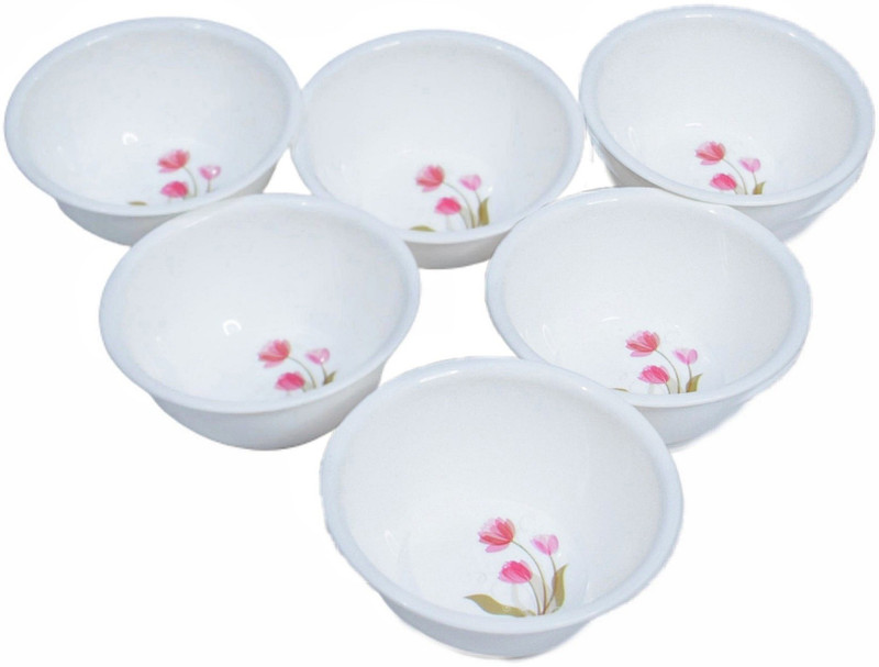 Dreamz Plastic Dessert Bowl(Pack of 6, White, Red)