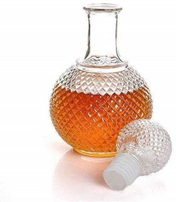 BRIGHTLIGHT Round Ball Shape Glass Decanter with Stopper Cap for Whiskey, Wine, Brandy, Scotch, Liquor, Champagne, Beer, Vodka, Water Decanter(Glass, 500 oz)
