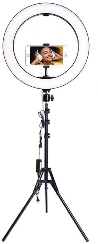 Webilla Selfie Ring Light Tripod Kit, Phone Holder, Aluminum Stand Extends to , USB Powered, Compatible with iPhone & Android, 3 Color Modes, Video, Photos, Makeup, TikTok Ring Flash(White)