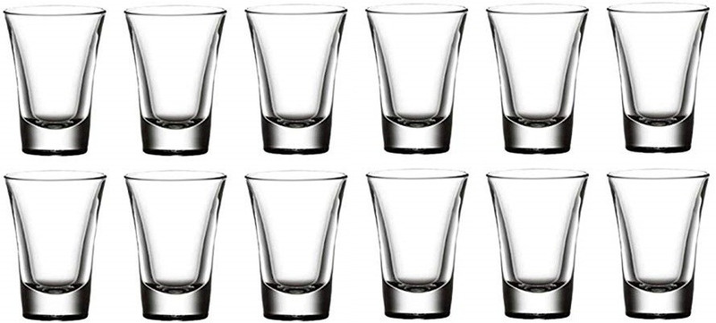 FABEX (Pack of 12) crystal shot glasses, vodka, whiskey, tequila shots glasses (30ML) (Set Of 12). Glass Set Shot Glass(30 ml, Glass, Clear)