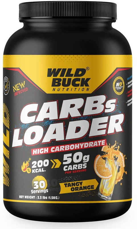 WILD BUCK Carbs Loader fuel your muscle Replenish muscle glycogen With full throttle Workout Weight Gainers/Mass Gainers(1.5 kg, Tangy Orange)