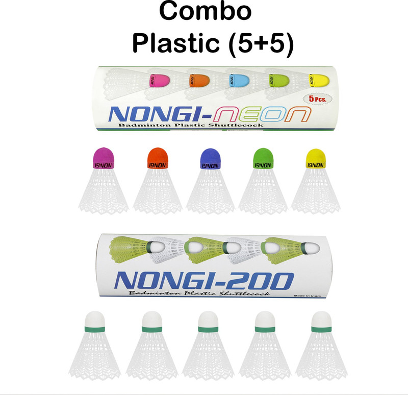 Nongi 200 Plastic Shuttle  - Multicolor(Medium, 77, Pack of 10)