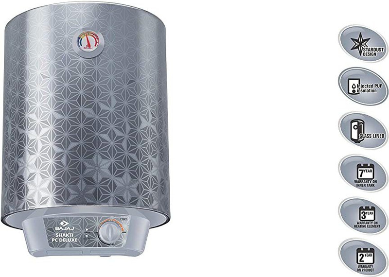 BAJAJ 15 L Storage Water Geyser (ABS Shakti PC 150771 Deluxe With Titanium Armour Technology, Light Grey & Silver)