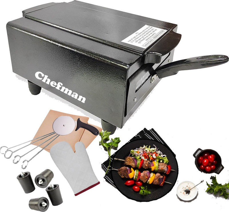 Chefman Peculiar Electric Tandoor 2 Year Warranty Heating Element with Auxiliary Equipment 14 inches Cake Maker(Black)