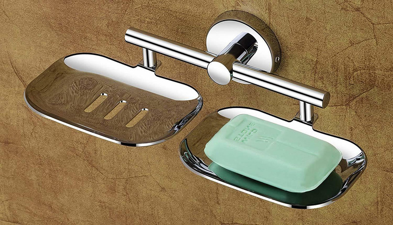 Skullz Stainless Steel High Grade Anti Rust Corrosion-Free Double Soap Dish Bathroom Soap Holder Bathroom Accessories(Silver)