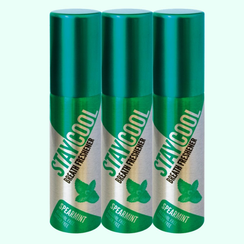 STAY COOL Breath Freshener Spray - Cardamom - Pack of 3 - 60 mL Spray(60 ml)