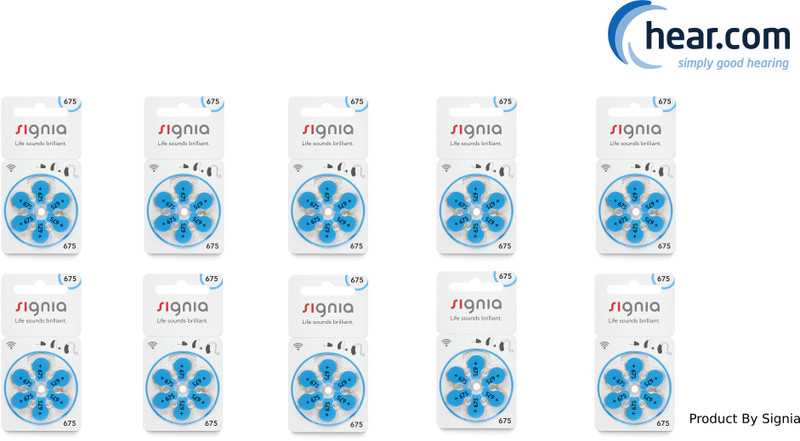 Signia Hearing Aid Battery 675- 60pcs 10966600 Stethoscope Case(Blue)