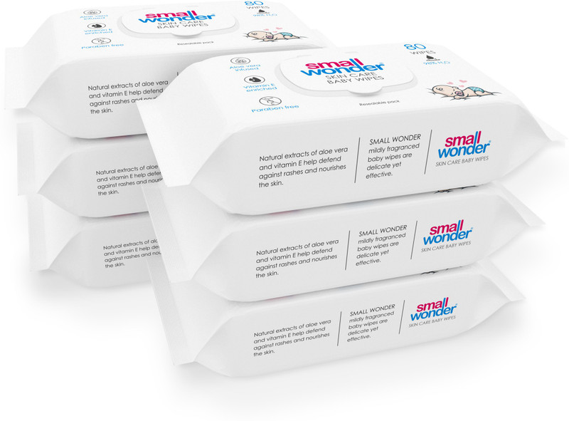 Small Wonder Skin Care Baby Wipes with Aloe Vera and Vitamin E(480 Wipes)