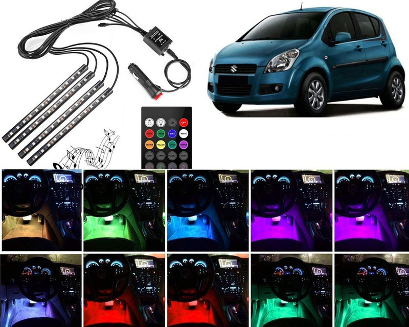 Selifaur 4 pieces 48 LED DC 12V Multicolour Car Strip Atmosphere Lamp Music Light For Ritz Type 1 Car Fancy Lights(Multicolor)