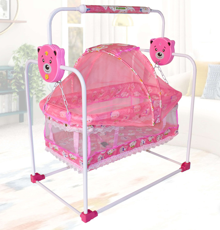 FLIPZON New Born Baby Swing Cradle with Mosquito Net(Pink)