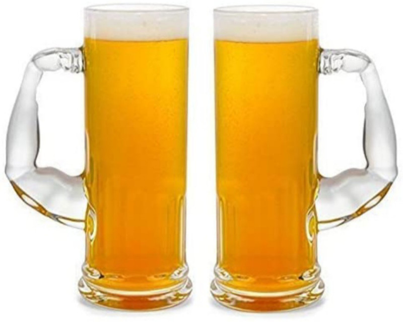 MDNSHO (Pack of 2) 600/2 Glass Set Beer Mug(600 ml, Glass, Clear)
