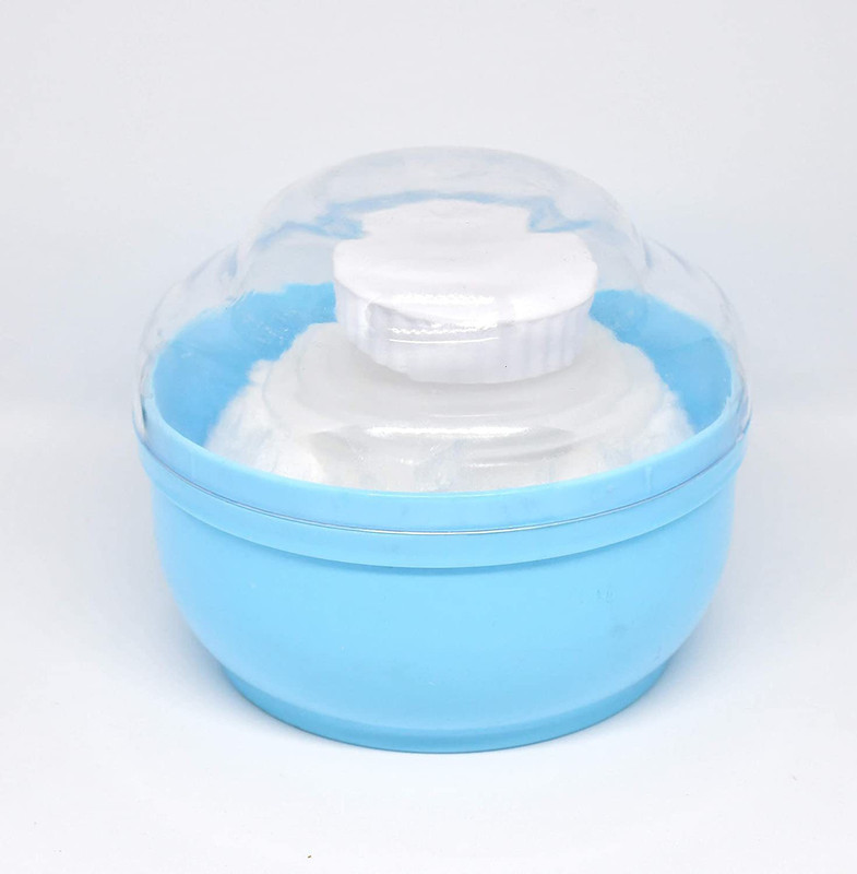 Little Warriors Portable Baby Skin Care Baby Powder Puff with Box Holder Container for New Born and Kids for Baby Face and Body(Blue, White)