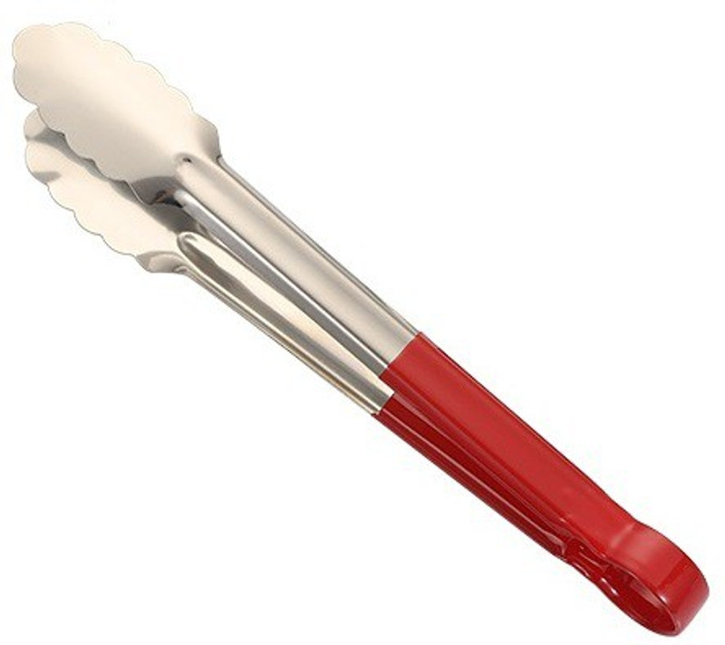 KitchenFest Hot Salad Tong Beach Utensils BBQ 9 Inch Stainless Steel Kitchen Tong with Vinyal Coated Handle 23 cm Utility Tongs(Pack of 1)