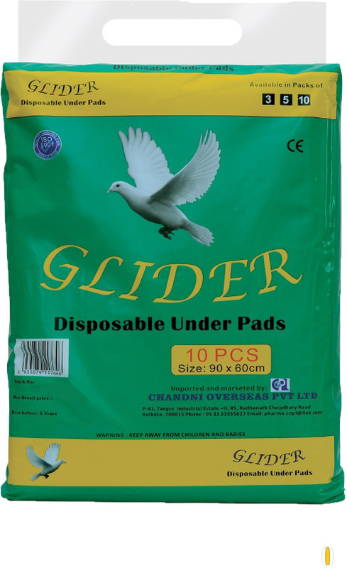 GLIDER Disposable Underpads, 60x90 cm, 10 Pcs/Pack Adult Diapers - L(10 Pieces)