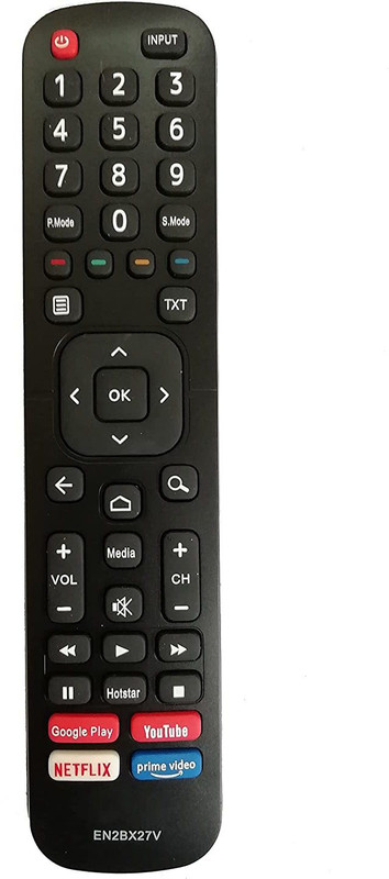 LipiWorld EN2BX27V 4K FHD LCD LED TV Smart TV 32US 43US 32GA 43GA Remote Control with Function Netflix YouTube Prime Video Google Play Compatible for VU Remote Controller(Black)