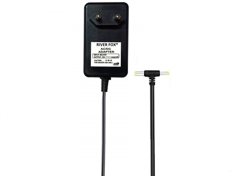 RIVER FOX 12V 1.5A DC Power Adapter, Powers Supply, Charge, SMPS for PC, LCD Monitor, TV, LED Strip, CCTV, 12 Volt 1Amp Power Adapter (AC Input 100-240V Dc Output 12 Volt 1.5 Amp – Dual pin) Worldwide Adaptor(Black)