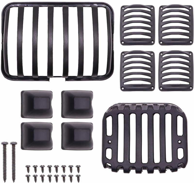 Sai Kirpa Accessories PVC Front Back&Indicator Light Grill Cover Set Compatible With Hero Splendor Bike Headlight Grill(Black)