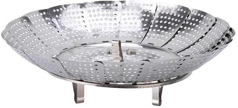 The KrSaKa 100% Stainless Steel Vegetable Steamer Basket / Insert for Pots, Pans, Crock Pots & more... Strainer(Steel Pack of 1)