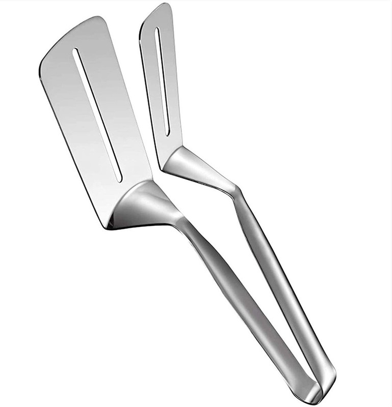 Giffy ® Stainless Steel High Quality Food Flipping Clip Double Sided Spatula Tongs Steak Clamps Spatula for BBQ Cooking Beefsteak, (10 Inch) 26 cm Utility Tongs(Pack of 1)