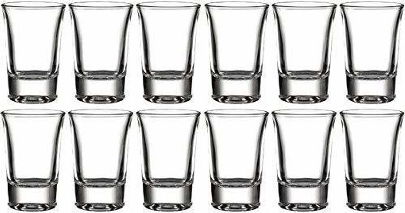 BRIGHTLIGHT TRADERS (Pack of 12) Heavy Base Shot Glass Set,Whisky Shot Glasses 35 ML, Liqueur Glasses Spirits Glasses Mini Glass Cups Double Side Cordial Glasses,Tequila Cups Small Glass Shot Cups Glass Set Shot Glass(35 ml, Glass, Clear)