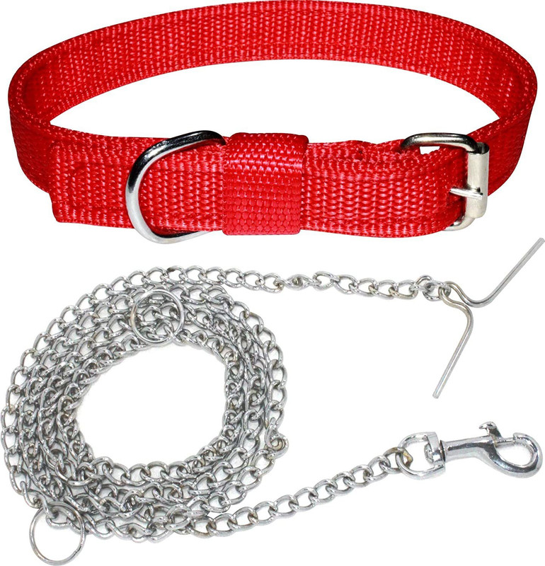 FONDLE 152 cm Dog Chain Leash(Silver, Red)