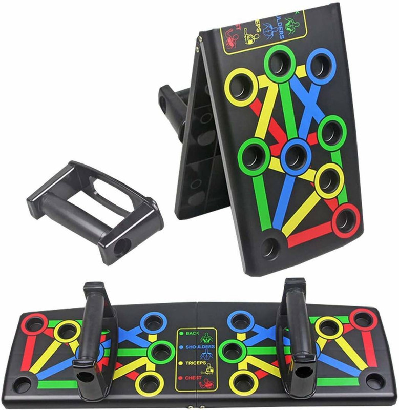 Manogyam 10in1Portable Board with Strong GripHandle for ChestPress Home&Gym Exercise Push-up Bar(Black)