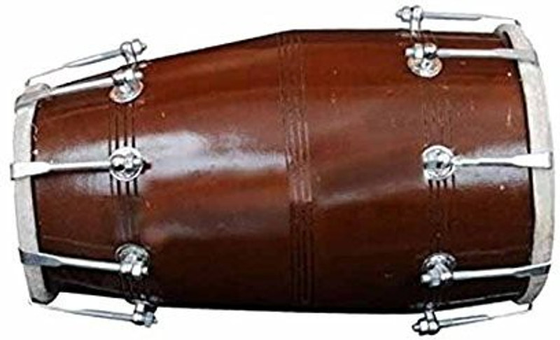 MAGA MART - MADE IN INDIA - Wooden Musical Instrument Dholak Drum Nuts & Bolt Nut & Bolts Dholak(Brown)